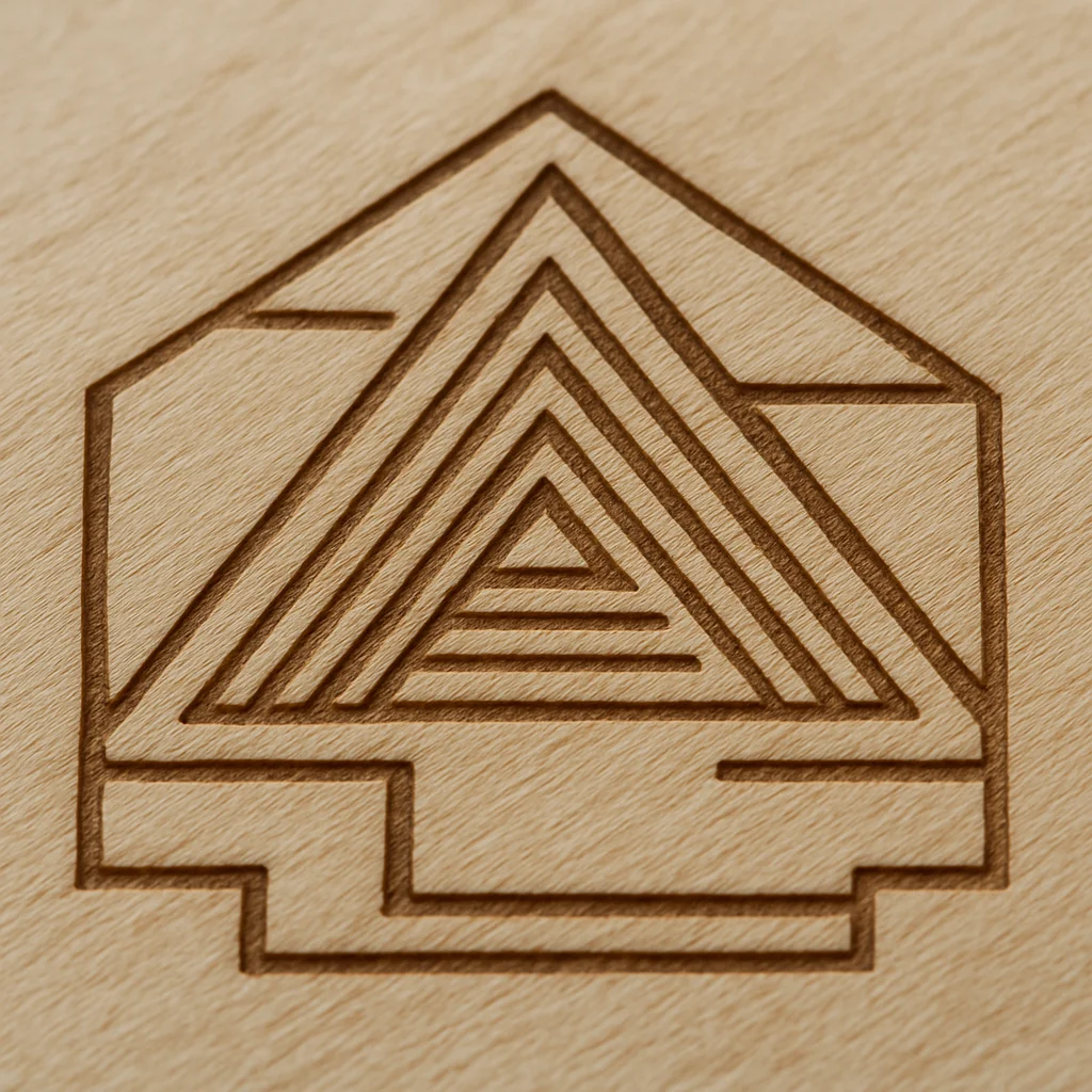 Close product view of a laser-etched item showing fine engraved lines on its surface, soft even studio lighting, neutral